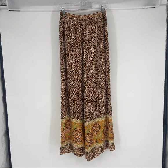 Spell & the Gypsy Sannah Brown Floral Jacquard Printed Wide Leg Light Pants S - Picture 2 of 8